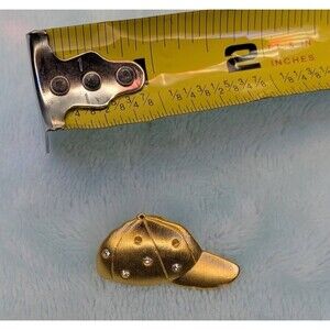Vintage LADY REMINGTON Baseball Cap Pin Brooch 1" Gold Tone Rhinestone AS IS